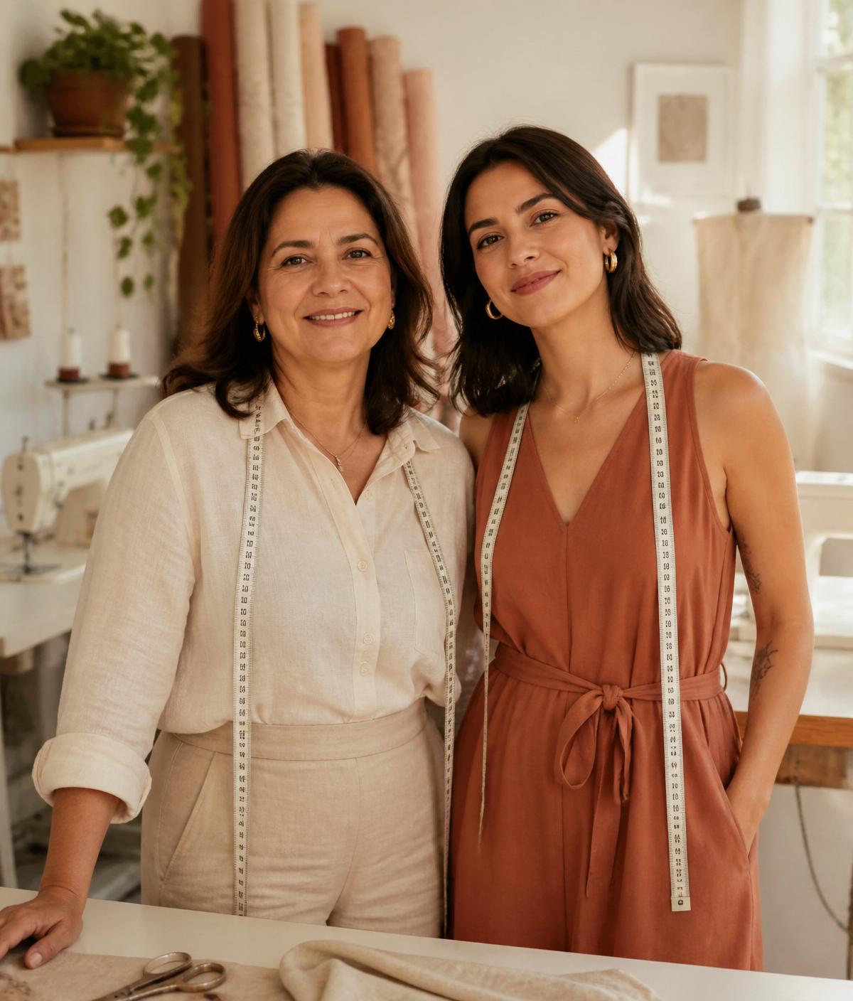 Terezinha e Eliane, professoras do curso, no ateliê